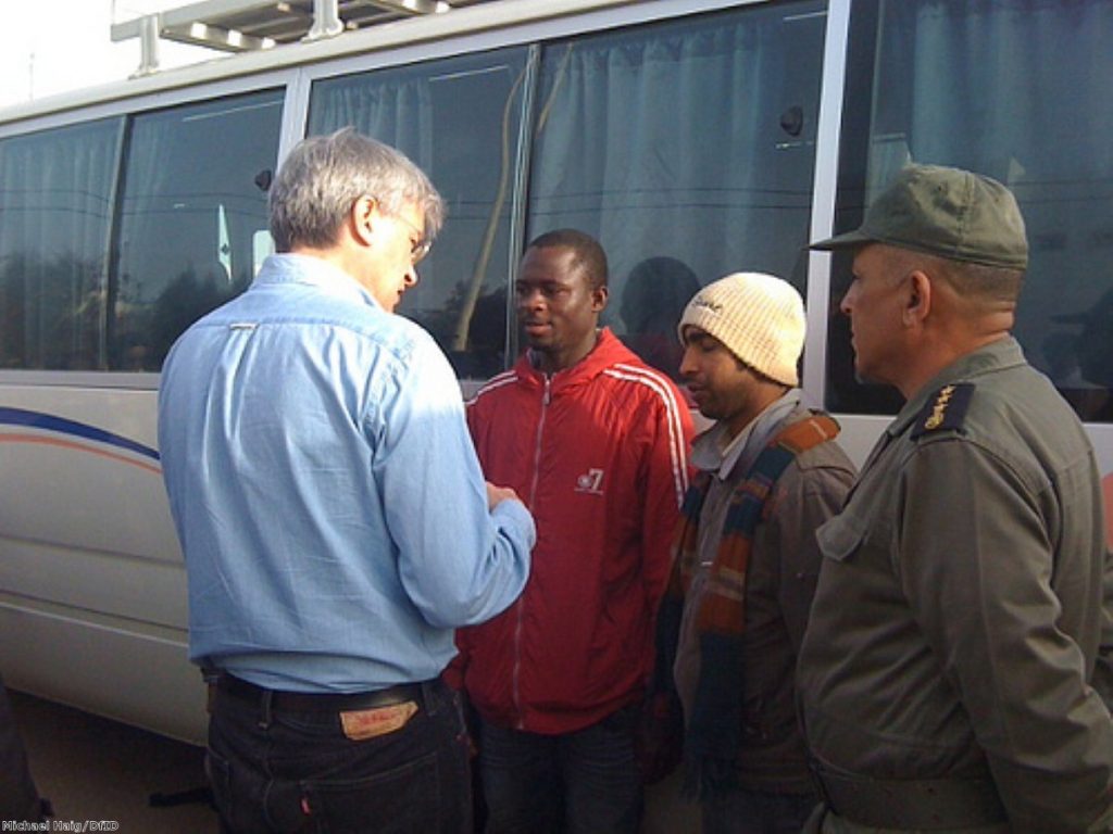Andrew Mitchell is visiting the refugee camps on the Libya-Tunisian border. Photo: Michael Haig/DfID