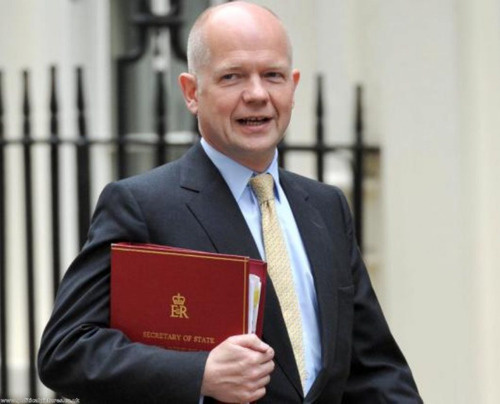 William Hague in Downing Street earlier today. Photo: www.politicalpictures.co.uk