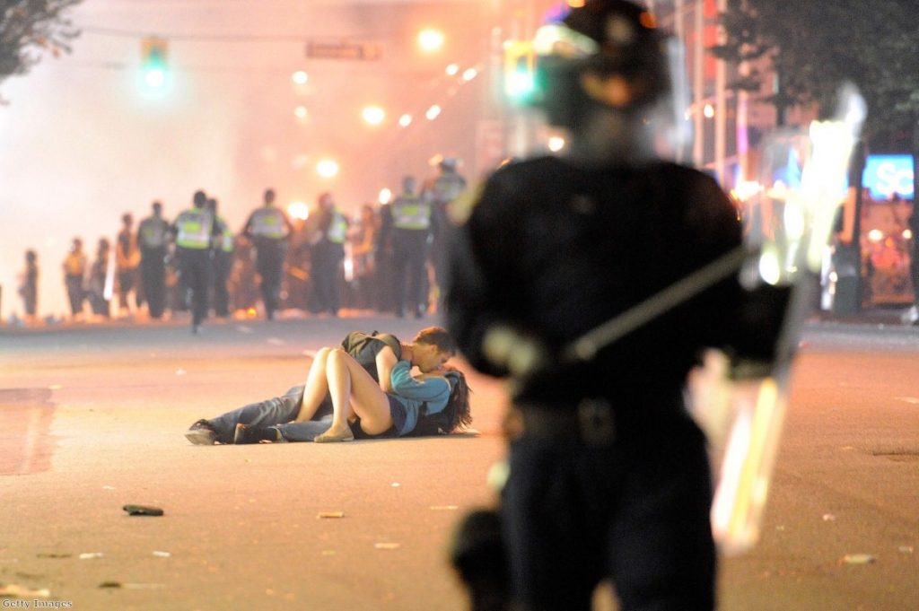This picture, of a couple kissing during a riot in Vancouver, became one of the most iconic images of the year.
