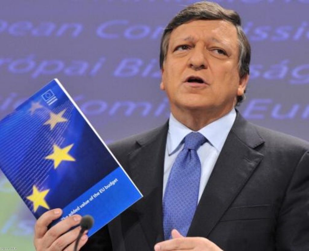 European Commission president Jose Manuel Barroso presents the EU budget