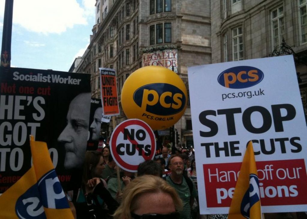 Marchers during the public sector pensions strike make their point