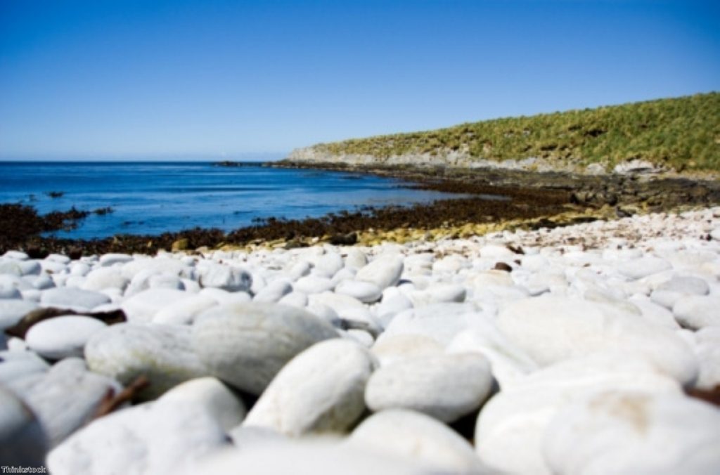 A pebble beach on the Falklands Islands. Ownership of the territory is still a major dispute between Britain and Argentina.