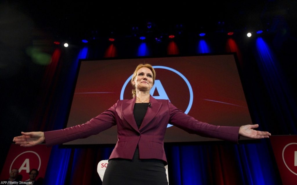 Helle Thorning Schmidt celebrates after the announcement of the Danish general election result in Copenhagen