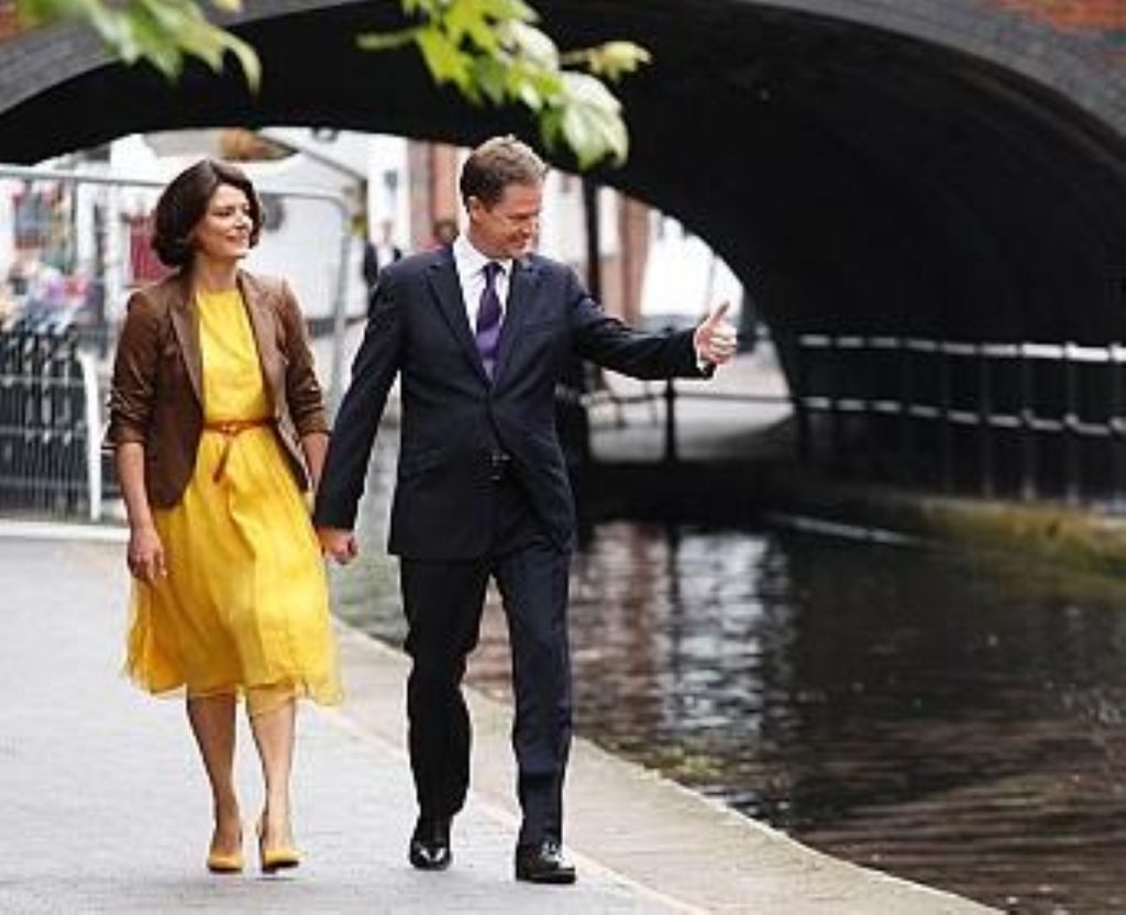 Nick Clegg with wife Miriam before his party conference speech in Birmingham