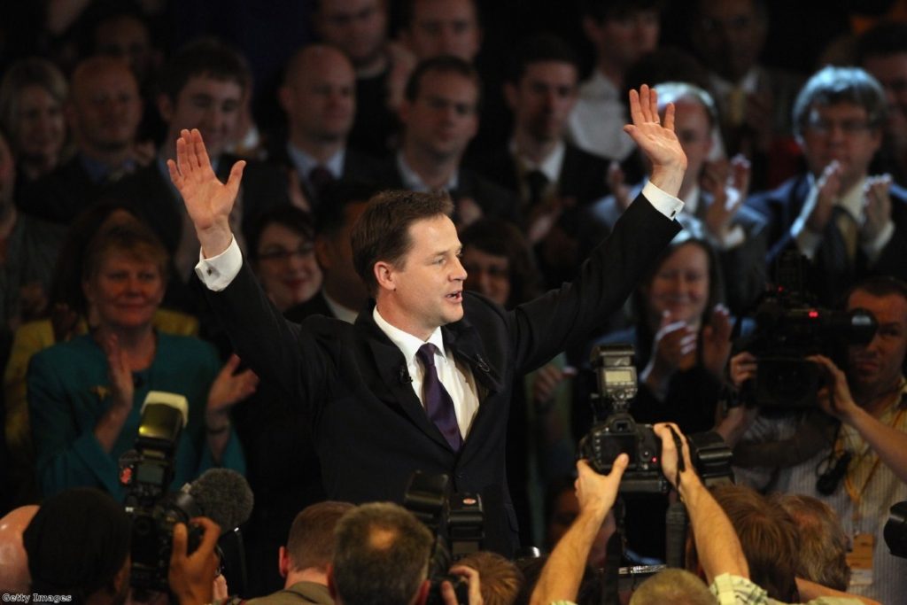 Clegg's speech was well received in the hall.