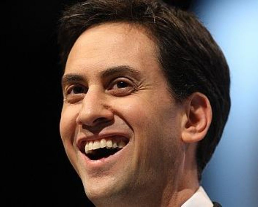 Labour leader Ed Miliband in a good mood today