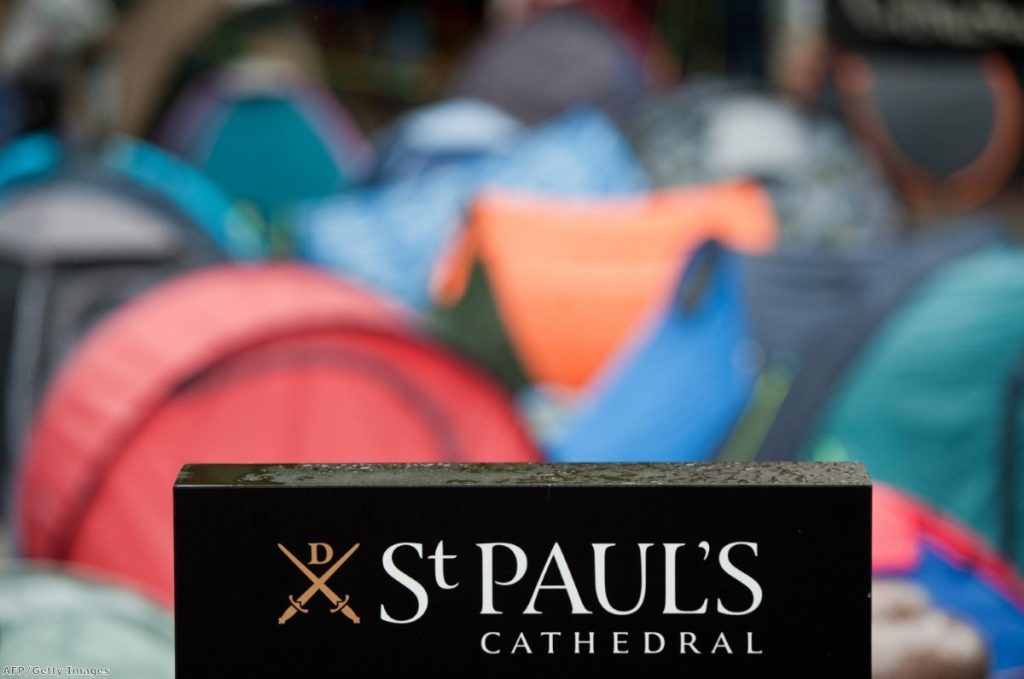 Sea of tents: The St Paul's protest enjoys growing Church support.