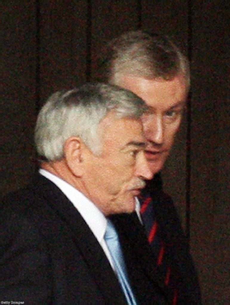 Fred Goodwin talks to Sir Tom McKillop, former RBS chairman, during an appearance in parliament. His unrepentant attitude won him few friends after the crisis.