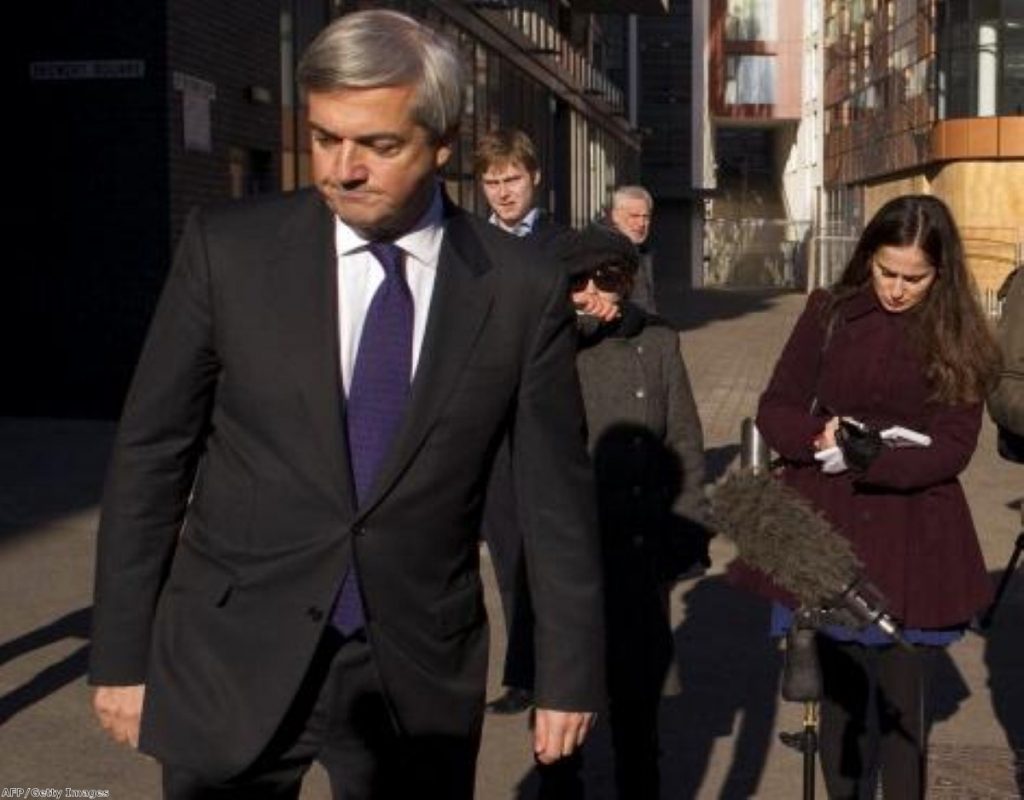 Chris Huhne just after his resignation: The outcome of the trial could have a significant impact on the Lib Dems in the future.