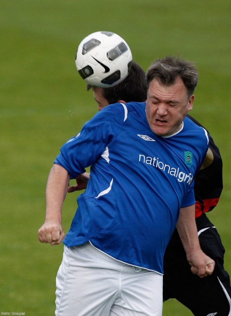 Ed Balls gets stuck in during a previous lobby vs Labour MPs game.