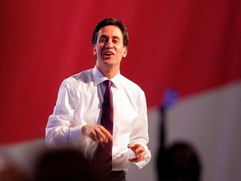 Ed Miliband during a Q&A session, exhibiting the sex symbol qualities loved by women across Britain.
