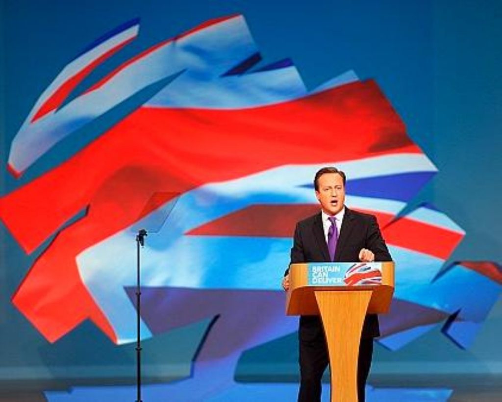 David Cameron addressing his party in Manchester