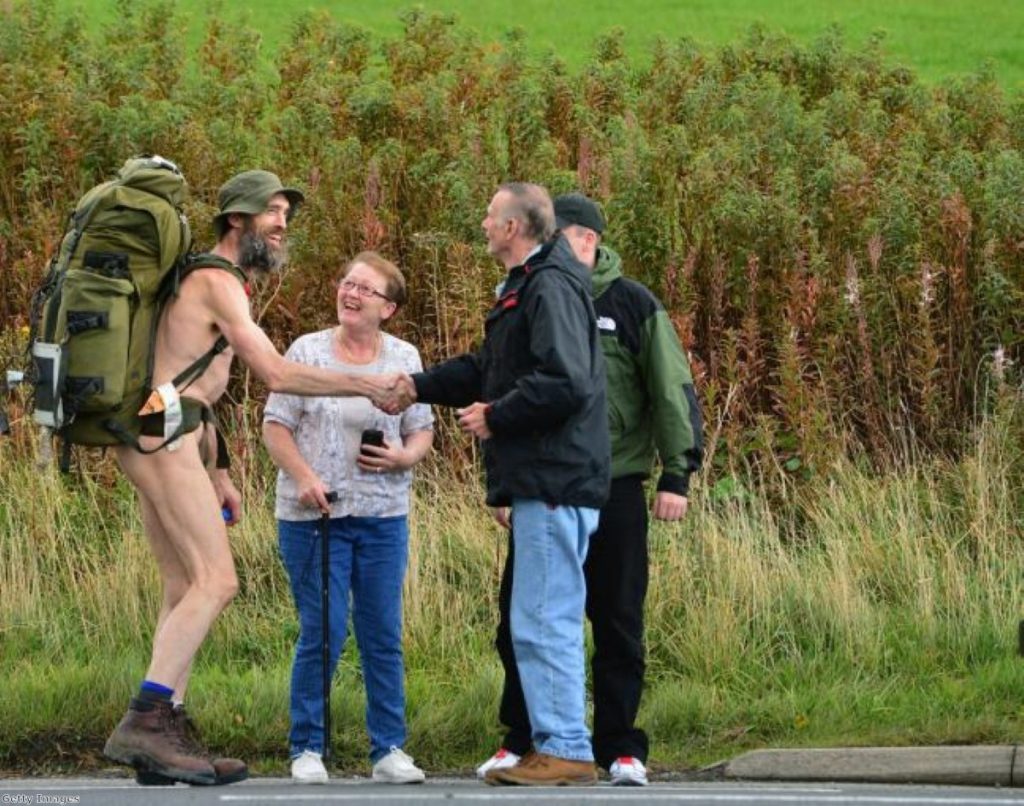 Today, another naked protester can be added to the list with the infamous 'Naked Rambler.'