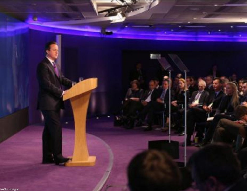 Cameron's audience included business chiefs, diplomats, ministers and reporters