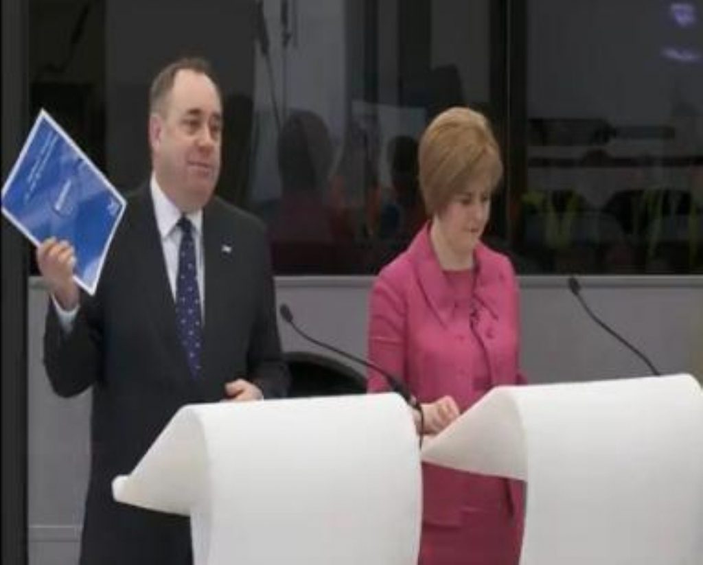 Alex Salmond and Nicola Sturgeon in Falkirk this morning