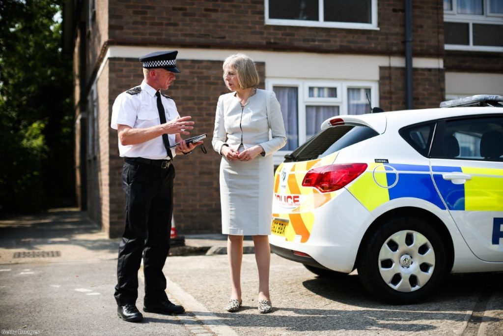 Theresa May visits Hertfordshire earlier this month. The immigration crackdown comes months after she took direct control of UKBA.