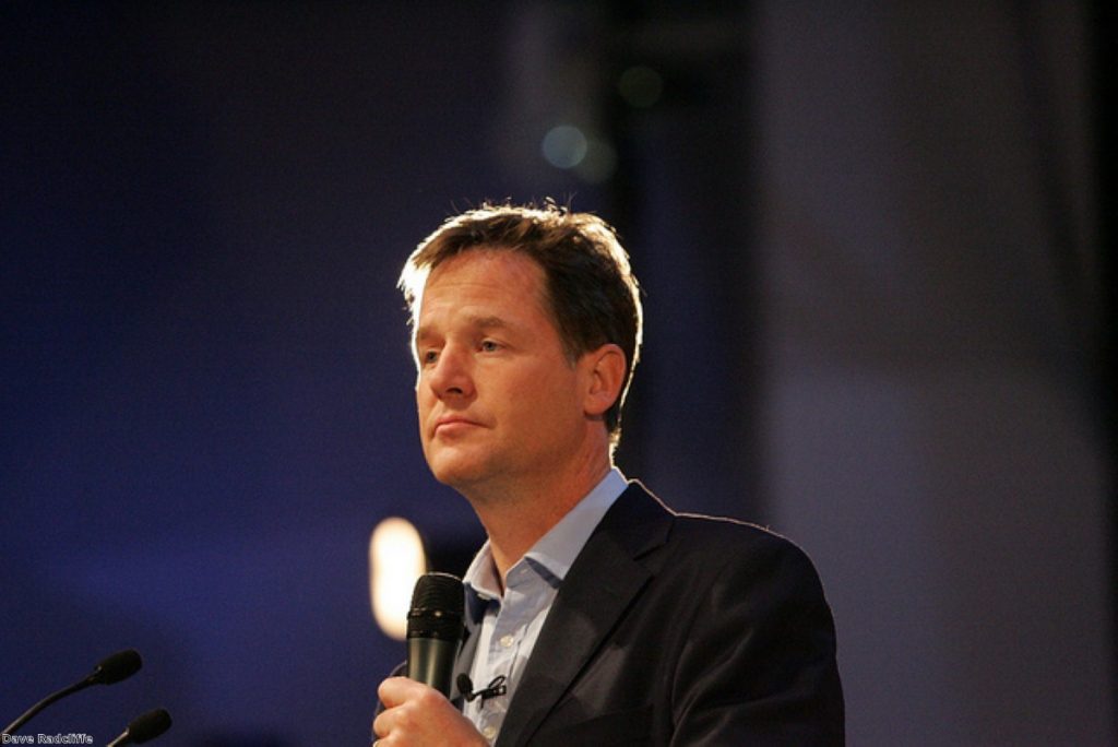 Nick Clegg answering questions in Glasgow