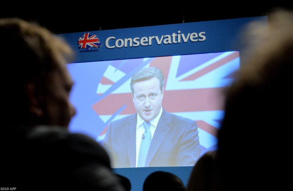 David Cameron addresses party supporters at his autumn conference