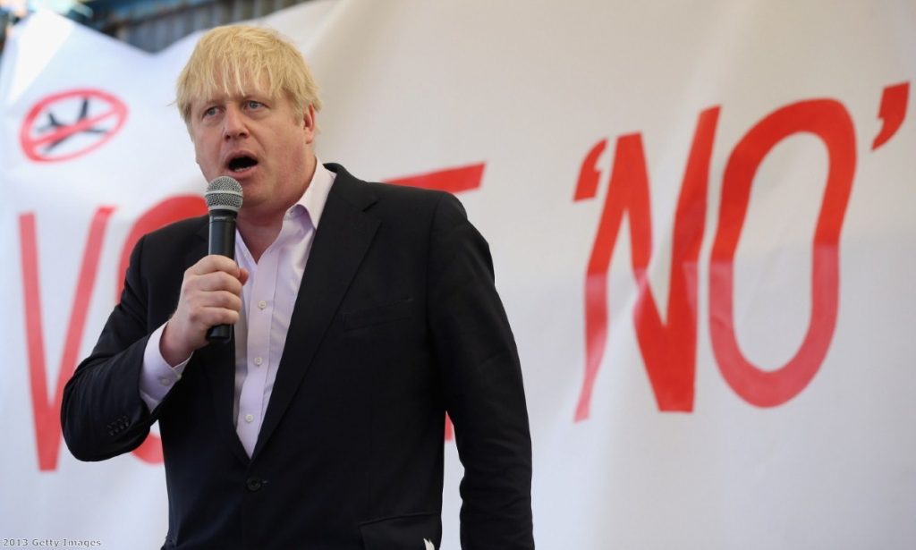 Boris Johnson speaking at an anti Heathrow expansion rally