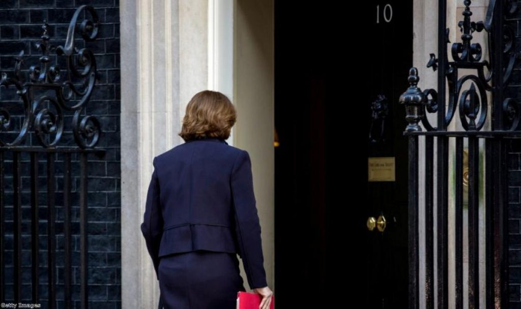 Maria Miller arriving at No 10 on Tuesday for her last Cabinet meeting