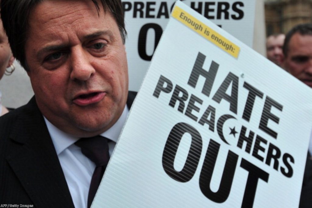 Hate preachers out: Nick Griffin leaves European parliament.