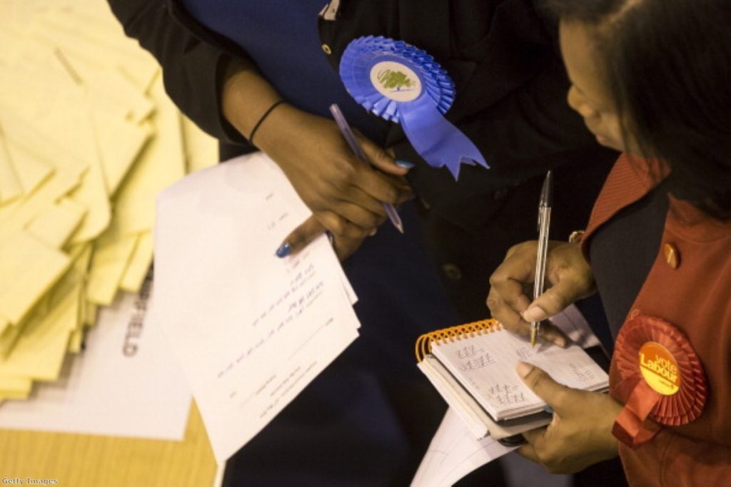 Candidates verifying votes at the Croydon council elections last week