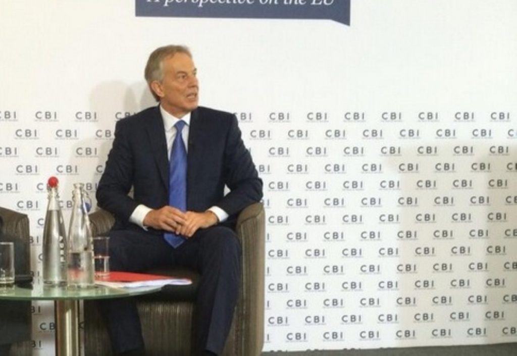 Tony Blair takes questions at the CBI