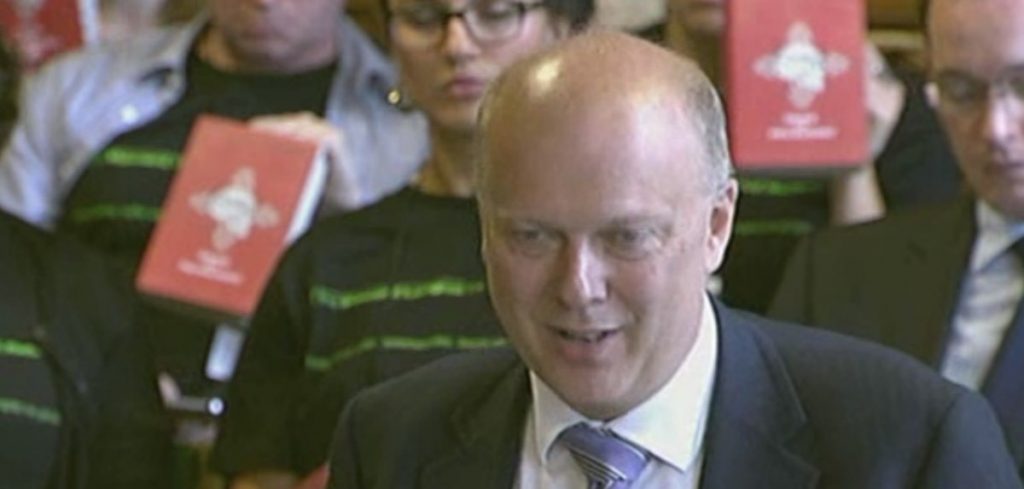 Grayling is surrounded by a silent protest over the prisoner book ban during an appearance in parliament. 98% of probation workers say they have lost faith in him.