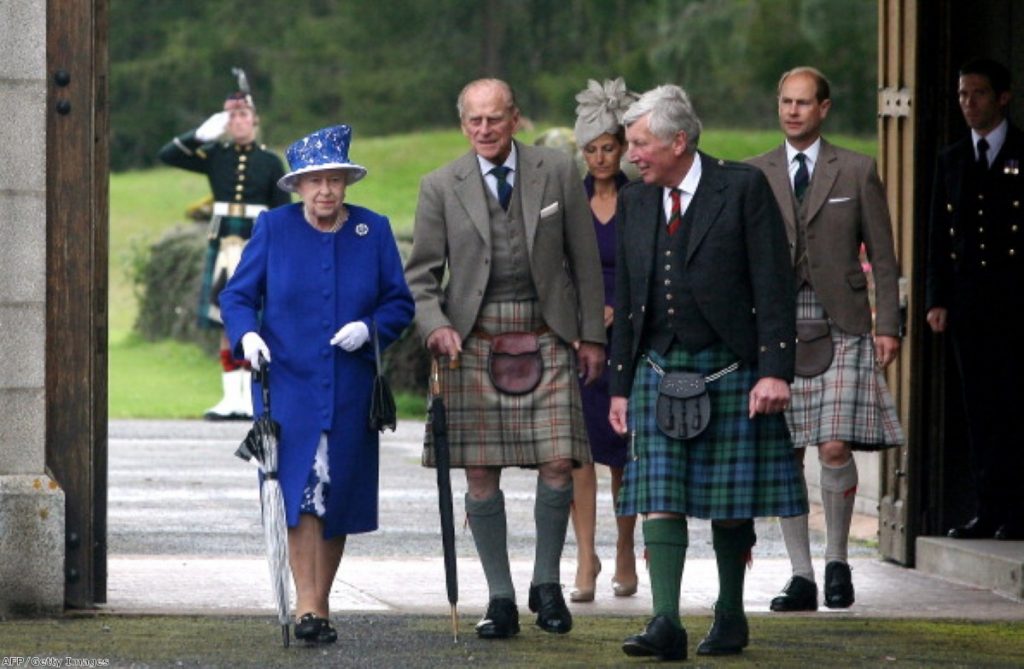 The Queen visiting Balmoral in Scotland.