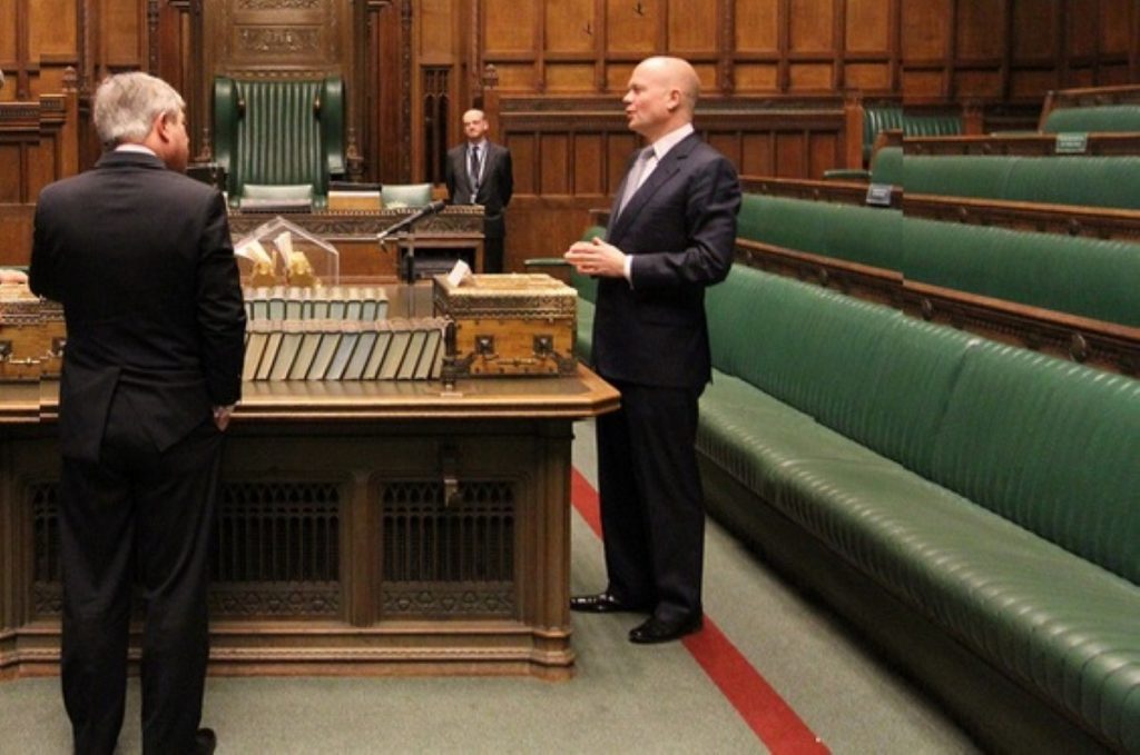 John Bercow (l) with William Hague in the Commons chamber