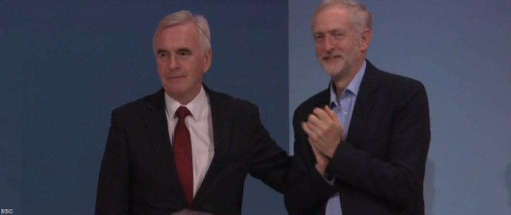 McDonnell with Corbyn at the Labour conference: the men are starting to outline a plan on Brexit