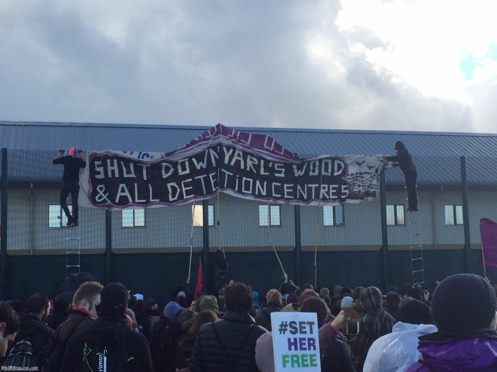 A protest at Yarl's Wood detention centre last year