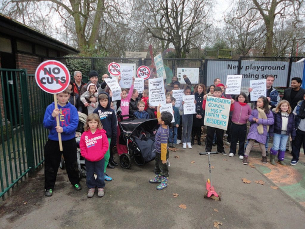 Campaigners protest at Battersea Park over the closure of a supervised adventure playground