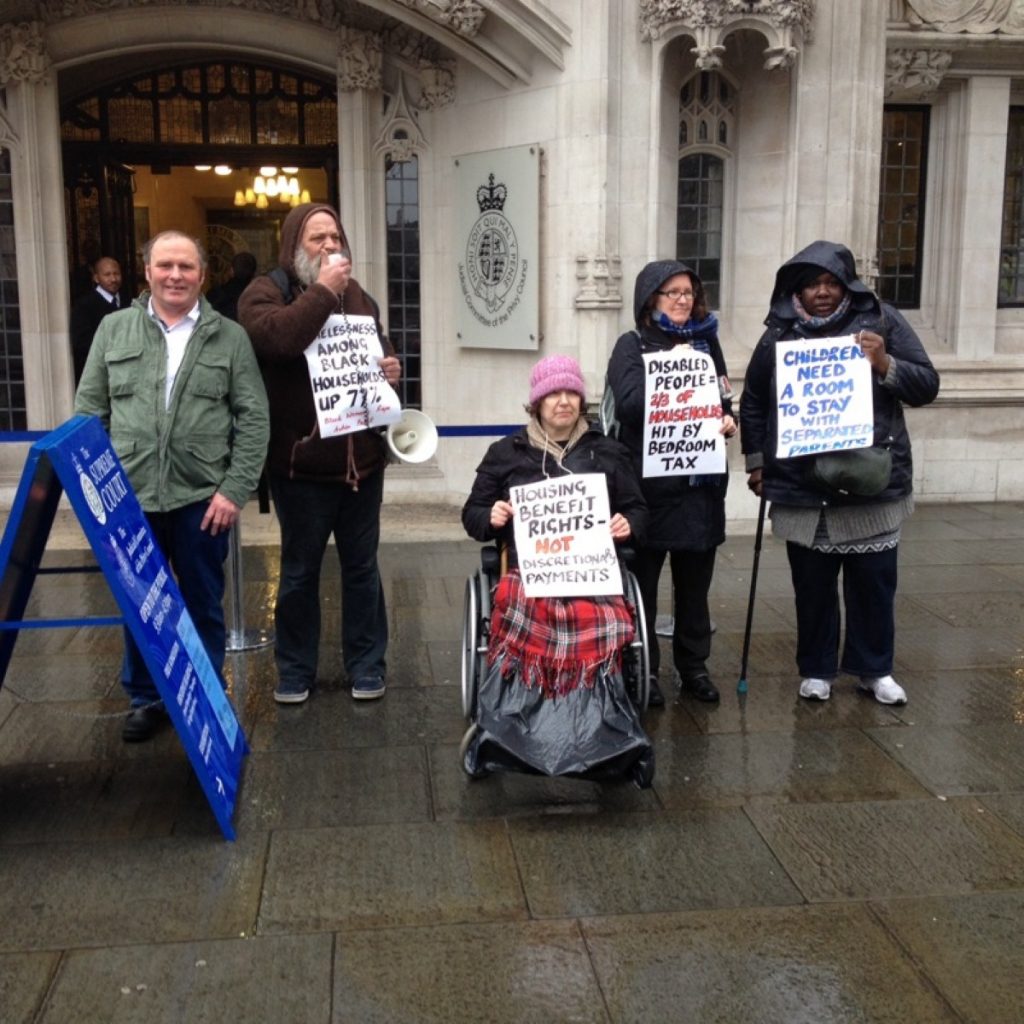 Campaigners outside the Supreme Court last month