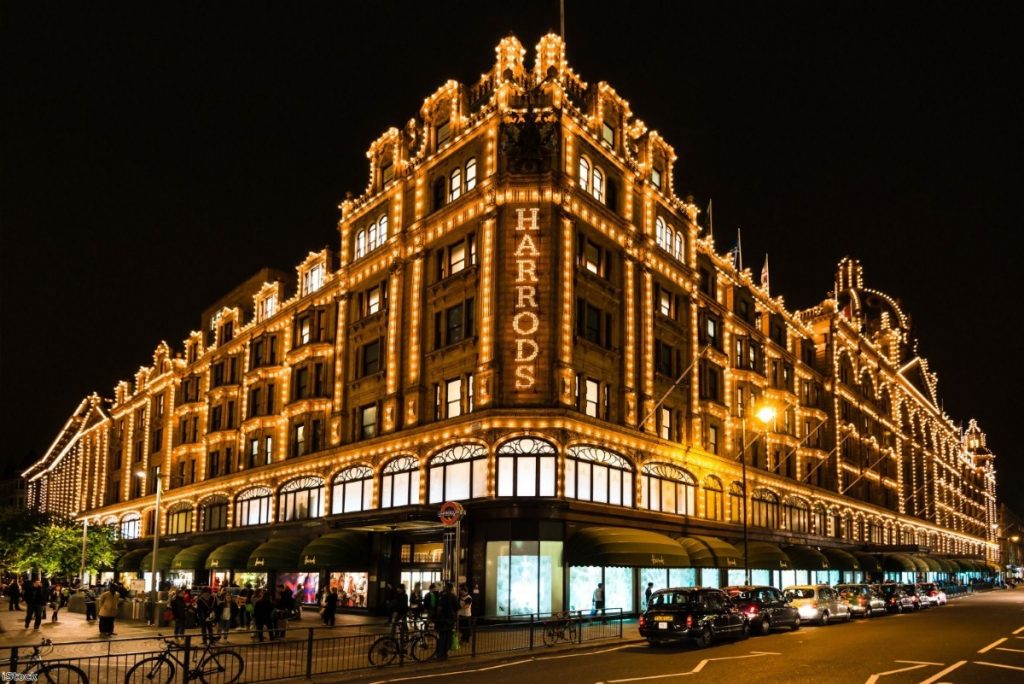 Protesters gathered outside Harrods yesterday over the company's tips policy
