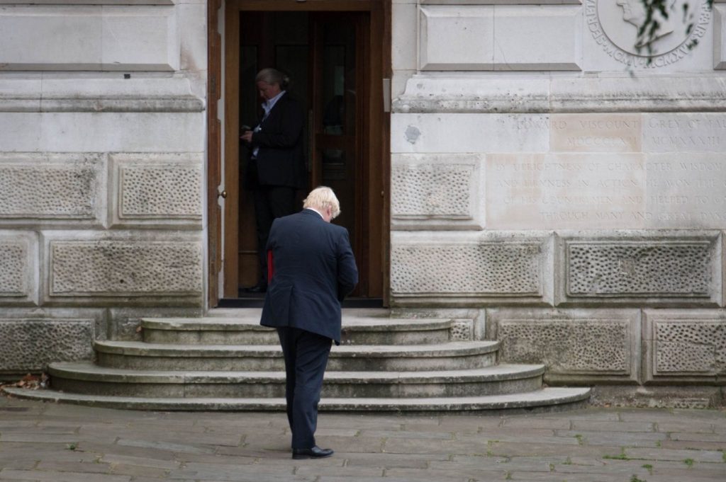 Boris Johnson enters the Foreign Office following a meeting in Downing Street over the summer