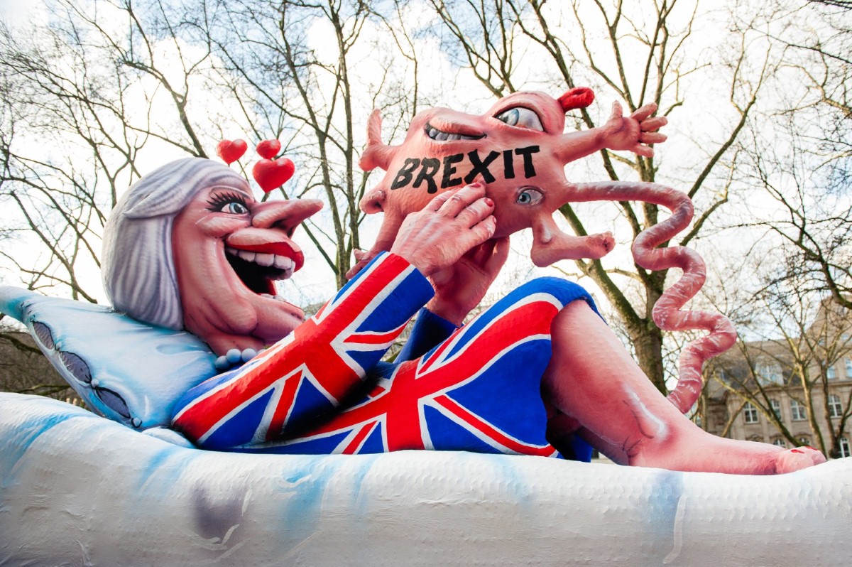 A float featuring Theresa May is seen during the annual Rose Monday parade last Monday in Dusseldorf, Germany.