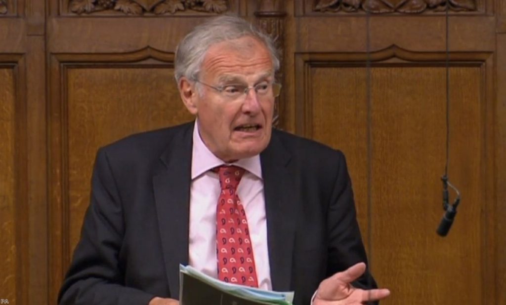 Sir Christopher Chope speaking in the Commons as plans to criminalise upskirting have been derailed | Copyright: PA