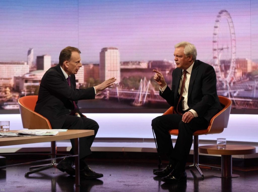 David Davis on The Andrew Marr Show in 2017 | Copyright: PA