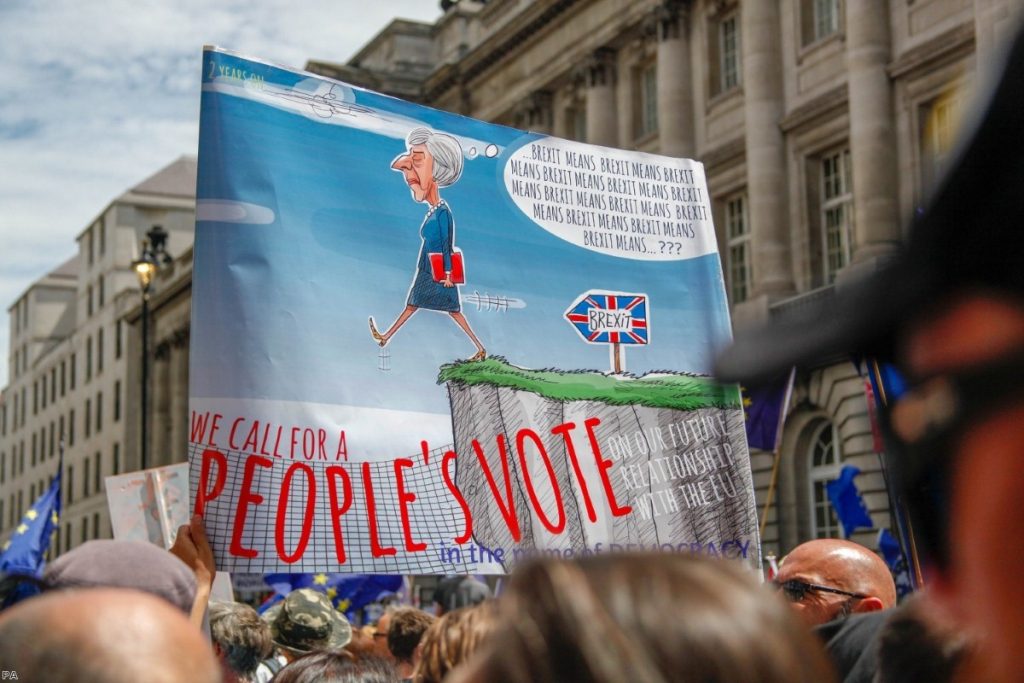 Protestors march during the People's Vote demonstration against Brexit on June 23, 2018 in London | Copyright: PA