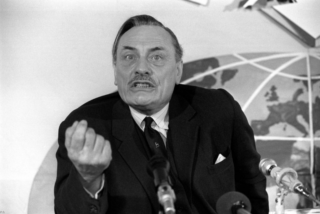 Enoch Powell during the National Referendum Campaign Press conference in 1975 | Copyright: PA