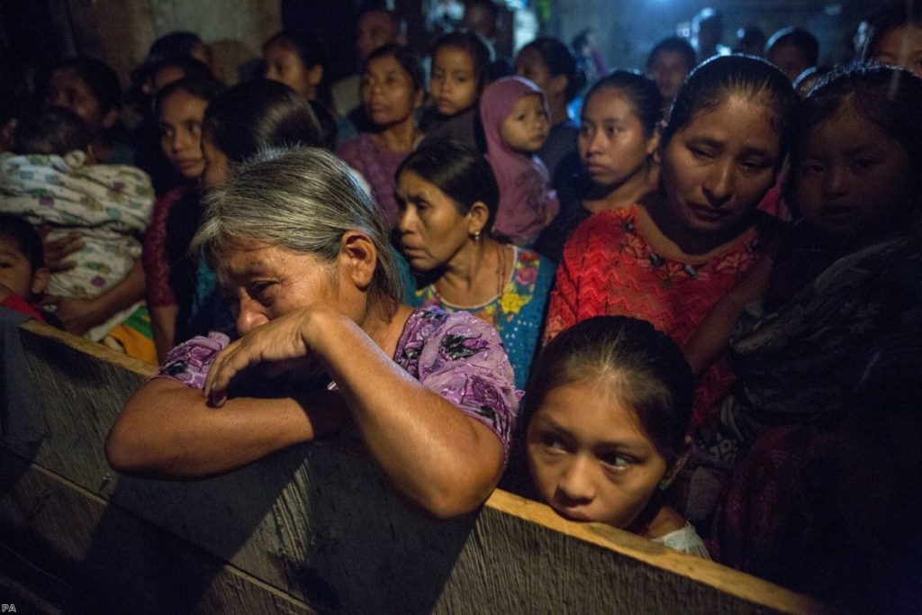 Elvira Choc grieves as she attends a memorial service for her seven-year-old granddaughter, Jakelin Caal Maquin, in San Antonio Secortez, Guatemala, last Monday.