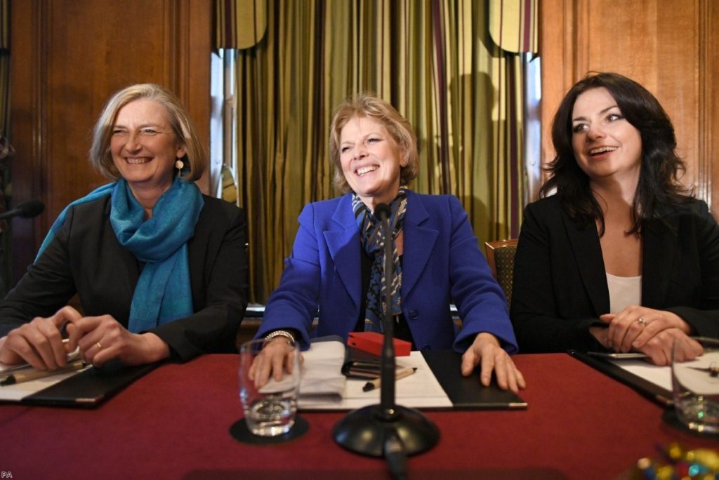Anna Soubry, Heidi Allen and Sarah Wollaston announce their departure at a pres conference today.