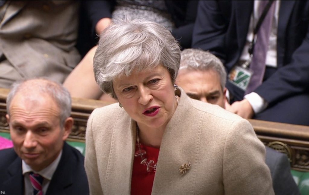 May urges the Commons to back hr plan for a third time this afternoon.