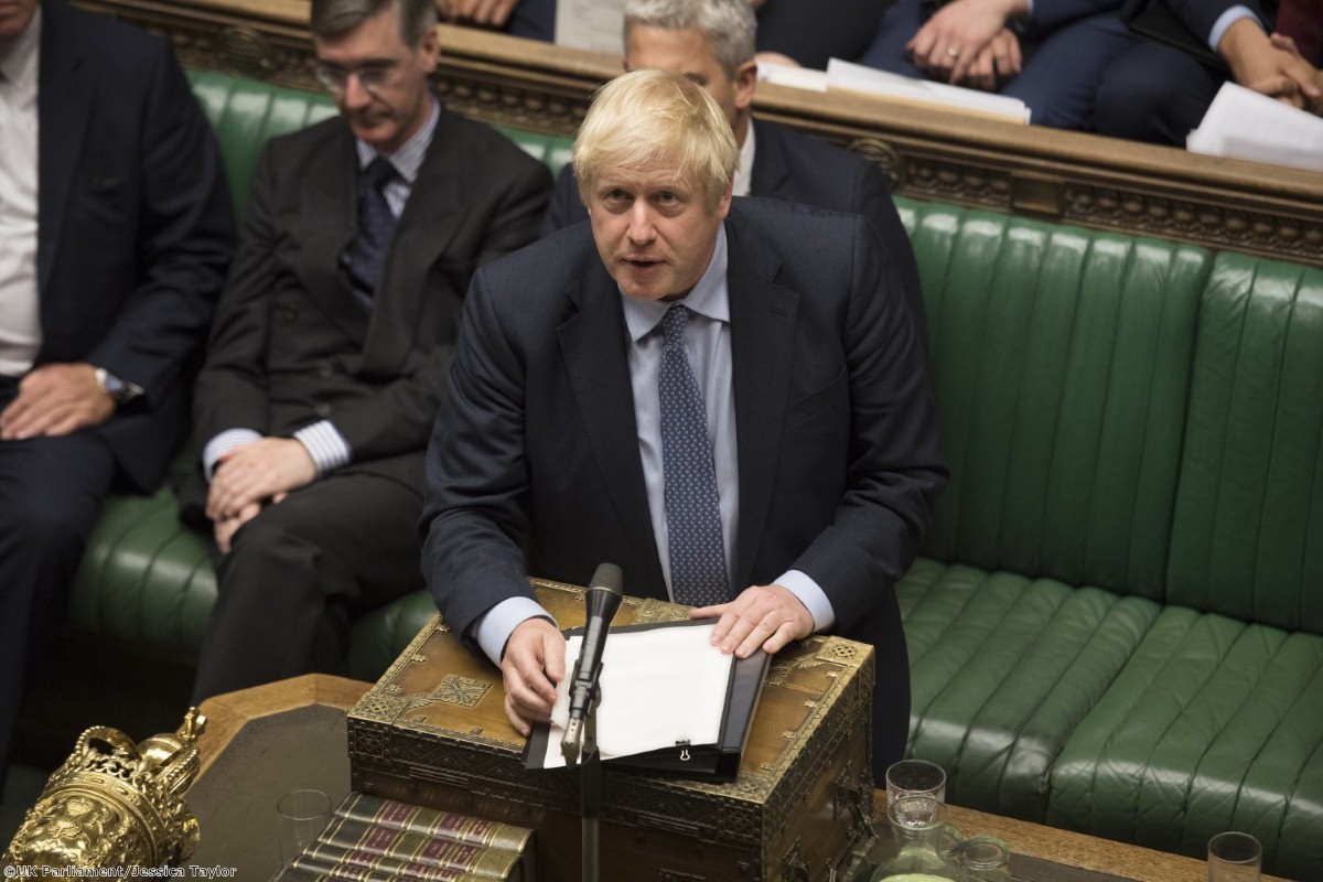 Boris Johnson gazes upwards during tonight's debate