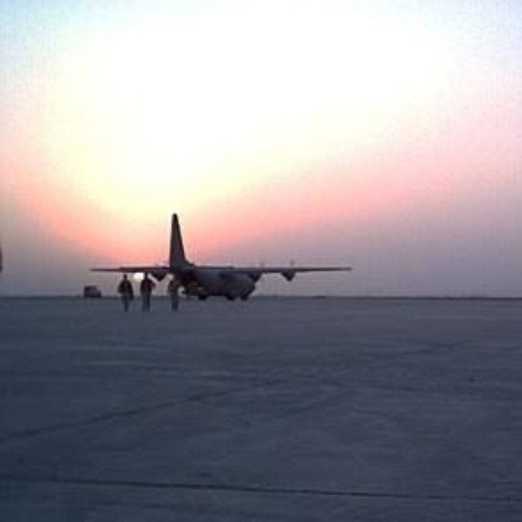 RAF Hercules transports rescued British nationals trapped in the desert