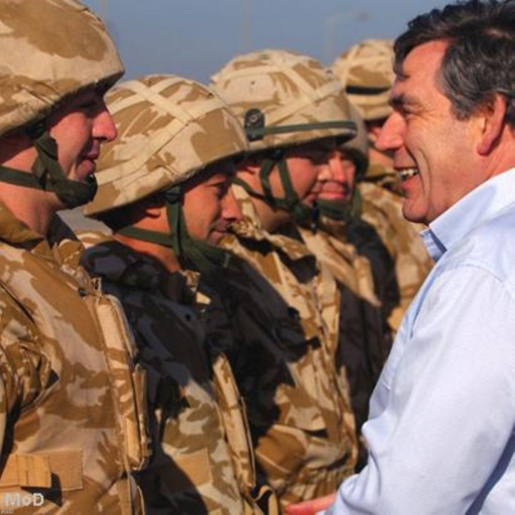Gordon Brown has met with British troops