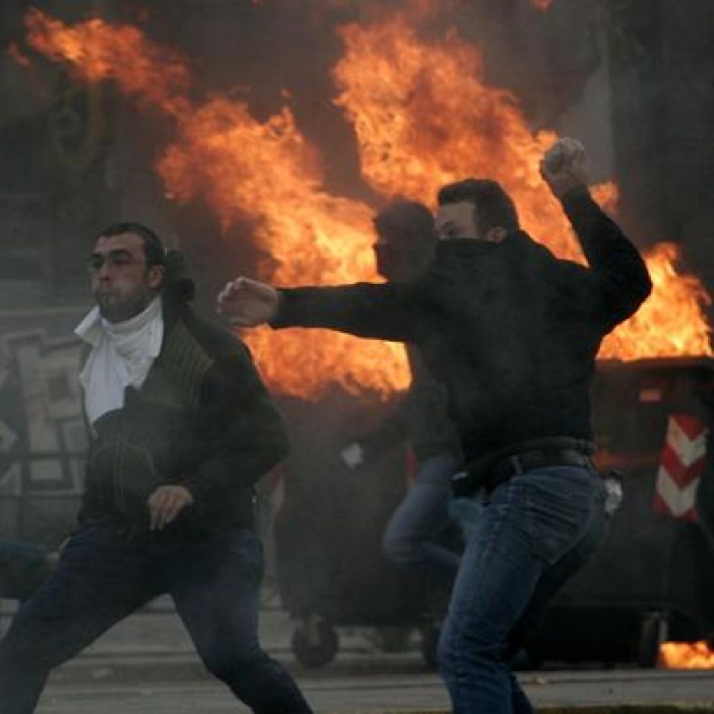 Rioters in Greece