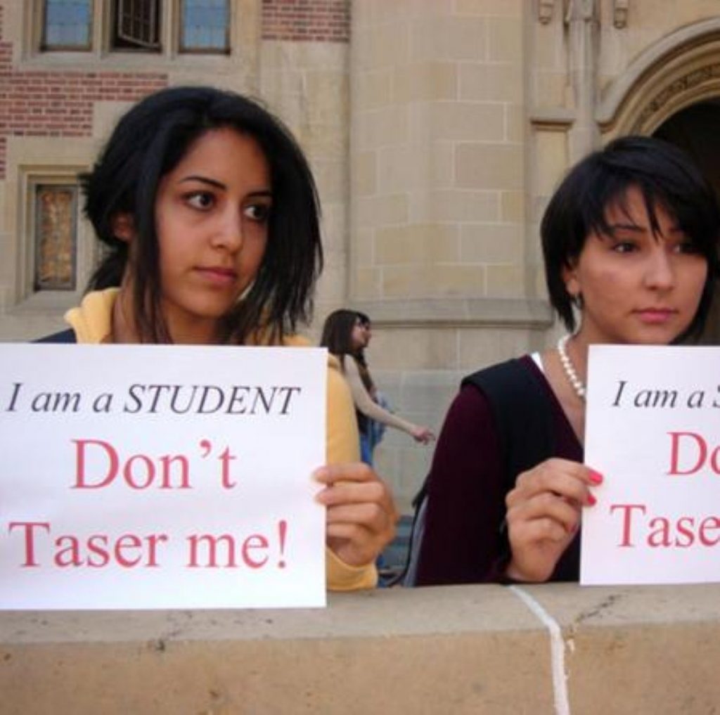 UCLA students protest a taser incident in November 2006.