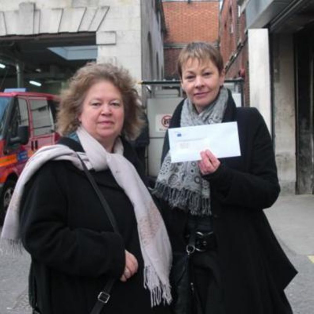 The two MEPs outside the Israeli embassy